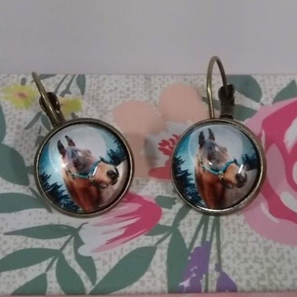 Majestic Stallion Cabochon Earrings